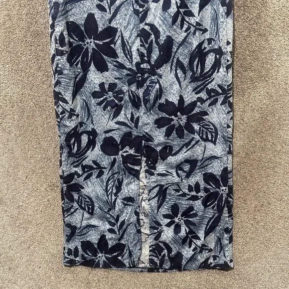 VTG Expressions Maxi Dress Size 8 Blue Floral Linen Rayon Sleeveless Coastal - Picture 9 of 11
